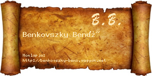 Benkovszky Benő névjegykártya